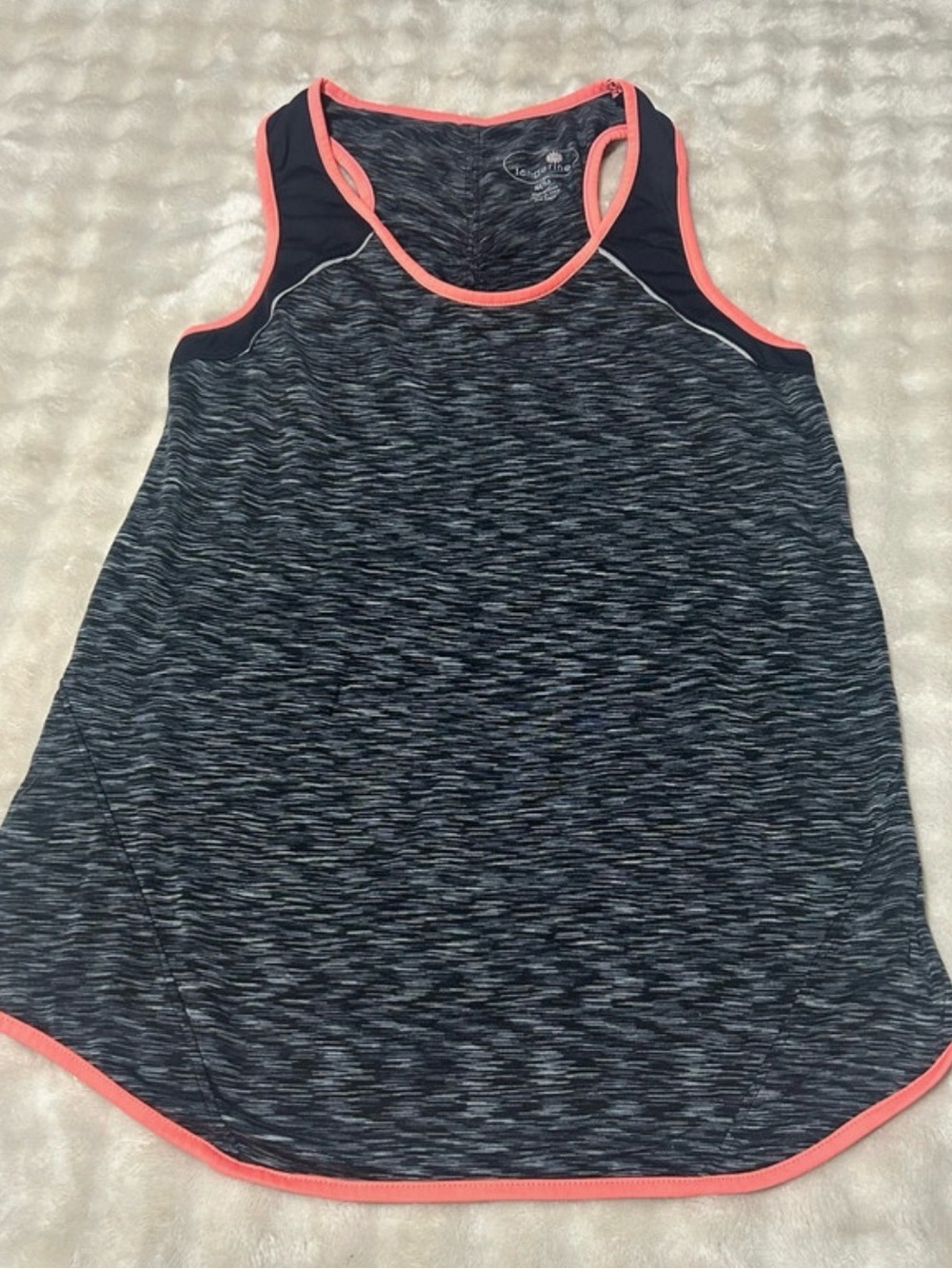 Tangerine Navy Heather Tank with Coral Trim